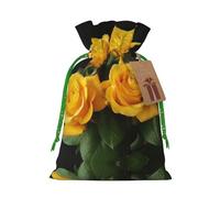 Yellow Roses Christmas Drawstring Sack Gift Bag, Lightweight And Cute In Design