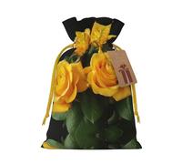 Yellow Roses Christmas Drawstring Sack Gift Bag, Lightweight And Cute In Design