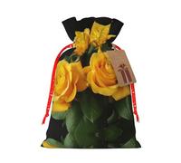 Yellow Roses Christmas Drawstring Sack Gift Bag, Lightweight And Cute In Design