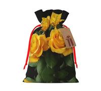 Yellow Roses Christmas Drawstring Sack Gift Bag, Lightweight And Cute In Design