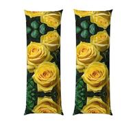 Yellow Roses Print Body Pillow Cover With Envelope Closure, Pillow Case For Long Bolster Pillow,Soft Microfiber Body Pillow