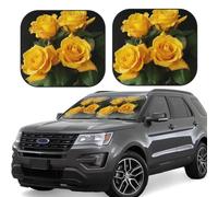 yellow roses Print Car Sun Shade Windshield 2-Piece Foldable Front Windshield Sun Visor Sunshade for Car Windshield, L