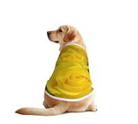 Yellow Roses Print Dog Outfit Sleeveles, Funny Pet Dog Clothes Machine Washable Shirt Vest For Medium Large Dogs