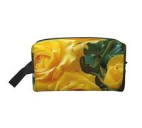 Yellow Roses Printed Makeup Bag Travel Portable Cosmetic Bag Large Capacity Makeup Case Toiletry Handbag Organiser for Women