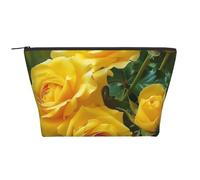Yellow Roses Printed Travel Makeup Bag Trapeze Cosmetic Bag Makeup Case Toiletry Bag Organiser for Women