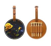 Yellow Roses Starry Night Brown Printed Golf tee Storage Bag - Portable Design, Easy to Organize tee