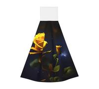 Yellow Roses Starry Night Coral fleece hand towel, super absorbent hanging kitchen towel, children's adult bathroom kitchen hanging hand towel