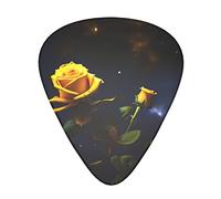 Yellow Roses Starry Night Guitar Plectrums Classical Triangle Bass Acoustic And Electric Guitar Plectrums For Guitarists 12 Pieces