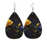 Yellow Roses Starry Night Leather earrings, European and American style earrings for young women, birthday gifts/Valentine's Day gifts