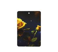 Yellow Roses Starry Night Pattern Car Air Fresheners 4 Pcs Rectangle Hanging Aromatherapy Tablets Scented Fresheners For Bedroom Bathroom