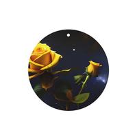 Yellow Roses Starry Night Pattern Car Air Fresheners 4 Pcs Round Shape Hanging Aromatherapy Tablets Scented Fresheners For Bedroom Bathroom