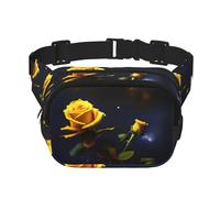 Yellow Roses Starry Night Pattern trendy fashionable waist bag, unisex travel sports messenger bag