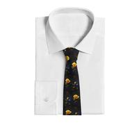 Yellow Roses Starry Night Printed Men'S Fashion Necktie, Silk Tie With Anti-Flutter Buckle Design Wedding Party, Business Formal Wear