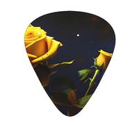 Yellow Roses Starry Night Stylish and durable guitar picks, three types of thin, medium and heavy guitar picks (12 pieces), suitable for guitar, bass, electric guitar, ukulele,