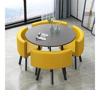 Yellow Round Conference Table and Chair Set for Office Reception Lounge Club Stylish Negotiation & Dining Table Combination Perfect for Meetings and Gatherings