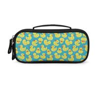 Yellow Rubber Duck and Bubbles Makeup Bag Small Pencil Case Cosmetic Pouch Organizer for Women Men