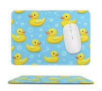 Yellow Rubber Duck And Bubbles Mouse Pad with Stitched Edges Non-Slip Waterproof Mousepads for Laptop Games Desktop