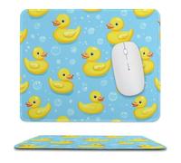 Yellow Rubber Duck And Bubbles Mouse Pad with Stitched Edges Non-Slip Waterproof Mousepads for Laptop Games Desktop
