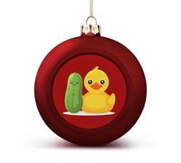 Yellow Rubber Duck And Pickle Christmas Ball Hanging Ornaments Shatterproof Decor for Xmas Tree Holiday