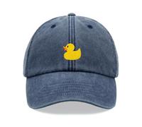 Yellow Rubber Duck Baseball Cap Vintage Washed Unisex Dad Hat Adjustable Blue Denim
