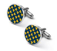 Yellow Rubber Duck Cufflinks for Men Round Cuff Links Shirt Cufflinks Jewelry for Wedding Party Business Gifts 2.0cm