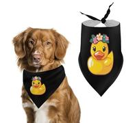 Yellow Rubber Duck Flower Dog Scarf Triangle Bandana Happy Easter Soft Puppy Scarfs Gifts for Medium Large Pets