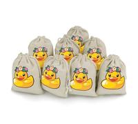 Yellow Rubber Duck Flower Drawstring Goody Bag 8Pcs Cotton And Hemp Bunches Pocket Reusable Gift Bags Halloween Christmas Parties