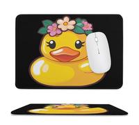 Yellow Rubber Duck Flower Mouse Pad with Stitched Edges Non-Slip Waterproof Mousepads for Laptop Games Desktop