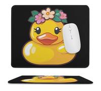 Yellow Rubber Duck Flower Mouse Pad with Stitched Edges Non-Slip Waterproof Mousepads for Laptop Games Desktop