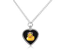 Yellow Rubber Duck Flower Pet Urn Necklace Memorials Funerary Ashes Pendant Heart Silver for Dog Cat Lover