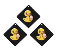 Yellow Rubber Duck Ice-cream 3 Pcs Car Air Freshener Automotive Aromatherapy Tablets Hanging Scented Cards for Room Bathroom Rhombus