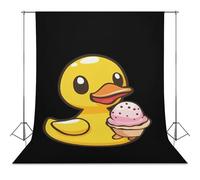 Yellow Rubber Duck Ice-cream Photo Studio Backgrounds Black Photography Backdrop for Portrait Video Shooting Live 56"x98"