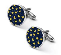 Yellow Rubber Ducks 2 Pcs Men's Cuff Links Alloy Shirt Cufflinks Set Silver Business Wedding Gifts 1.7cm