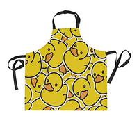 Yellow Rubber Ducks Adjustable Apron Bib with 2 Pockets Kitchen Uniform Adjustable Neck Strap for Women Men Cooking Cleaning Work Wear Baking Gardening
