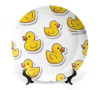 Yellow Rubber Ducks Bone China Decorative Plates Wall Table Crafts Display Decor for Home Office