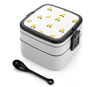 Yellow Rubber Ducks Car Lunch Box Stackable Bento Box Double Layer Leak-Proof Lunch Container with Cutlery Set