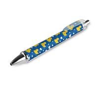 Yellow Rubber Ducks Cute Novelty Ballpoint Pen Printed Retractable Black Round Barrel Fine Point Pens 0.5mm 1/2/4 Pcs pattern 2221