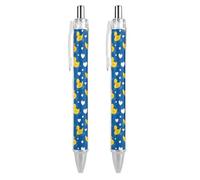 Yellow Rubber Ducks Cute Novelty Ballpoint Pen Printed Retractable Black Round Barrel Fine Point Pens 0.5mm 1/2/4 Pcs pattern 2281