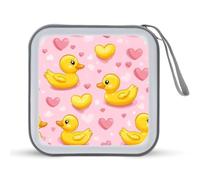 Yellow Rubber Ducks Love Hearts Portable CD Case Holder 48 Capacity Travel DVD Storage Boxs Wallet Bag