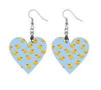Yellow Rubber Ducks Printed Wooden Earrings Pendants Lightweight Dangle Drop Earring Charms Gifts for Women