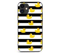 Yellow Rubber Ducks Stripes Cute Phone Case Printed Cellphone Protective Cover Compatible with iPhone 11/11 Pro/11 Pro Max
