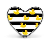 Yellow Rubber Ducks Stripes Heart Badge Pin Metal Reel Pins Memorial Brooch Button Lapel Pins for Backpack Wedding
