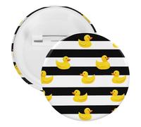 Yellow Rubber Ducks Stripes Pin Badge Metal Circle Shape 2.3 Inches Button Pinback for Backpack Wedding
