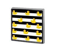 Yellow Rubber Ducks Stripes Square Badge Pin Metal Memorial Brooch Button Lapel Pins for Backpack Wedding