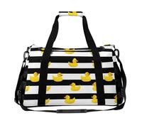 Yellow Rubber Ducks Stripes Travel Duffels Bag Water-Resistant Luggage Sports Bags Shoulder Handbag for Women Men