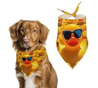 Yellow Rubber Ducky with Sunglasses Dog Bandanas for Feeding Grooming, Triangle Pet Bibs for Cats & Dogs Washable Fashion Pets Scarf for Party Travel 27.6 X 11.8 Inch