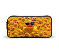 Yellow Rubber Ducky With Sunglasses Pencil Case Large Capacity, Durable Pencil Pouch Portable Small Cosmetic Bag with Metal Zipper, Simple Makeup Pouch Aesthetic Toiletry Bag for Travel Office