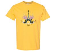 (Yellow, S) Eiffel Tower Paris France Europe Romantic City Art Men T Shirt Tee Top