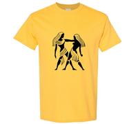 (Yellow, S) Gemini Twin Zodiac Horoscope Astrological Symbol Sign Men T Shirt Tee Top