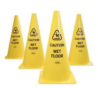 Yellow Safety® Commercial 15 Inch "Caution Wet Floor" Sign Cone, 4 ct., Easy to Use and Store
